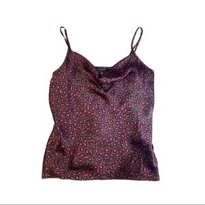 banana republic brown pink leopard pattern camisole top cowl neckline size xs